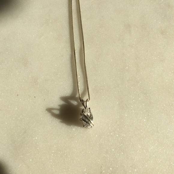 Vintage Sterling Silver Cubic Zirconia Necklace - Picture 4 of 4